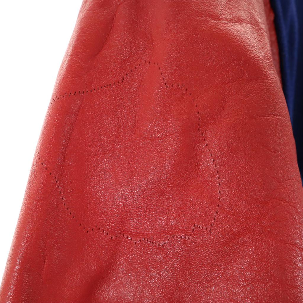 LASLEY KNITTING 60s Wool Vintage Sleeve Leather Stajan 44 Navy System Men's Used