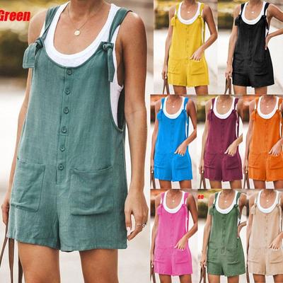 Tuta da Donna Estiva Pantaloncini Salopette Casual Ampi Senza Maniche Tute Salopette