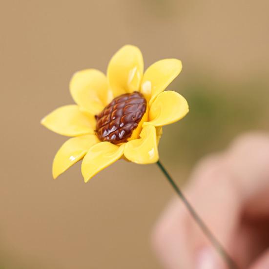 Keramisk blomma med stjälk Realistisk handgjord konstgjord blomma Hem Kontor Vardagsrum Vas Färgglad falsk blomdekoration