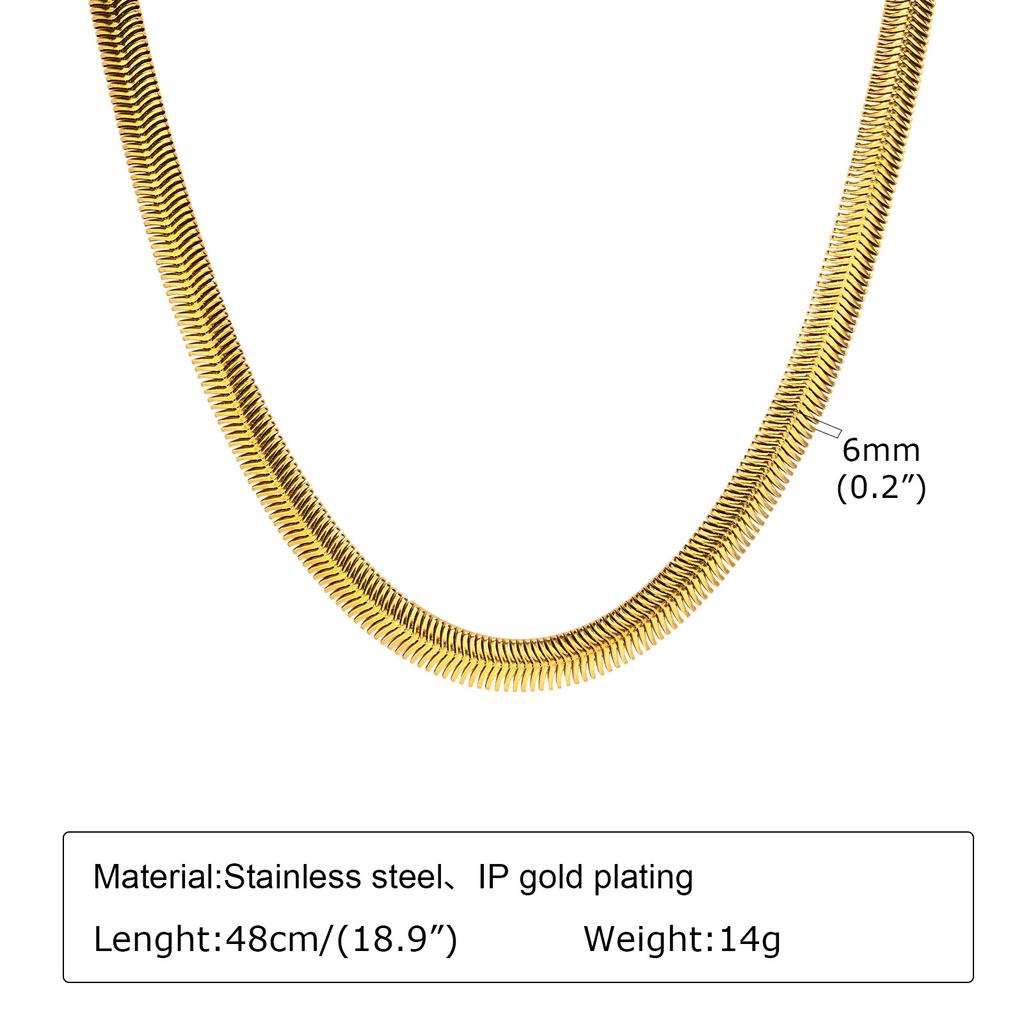 Stainless Steel Strap Chain Handmade Chain Necklace for Women,Gold Color Flat Snake Chain Mesh Necklaces,Classic Jewelry Gifts