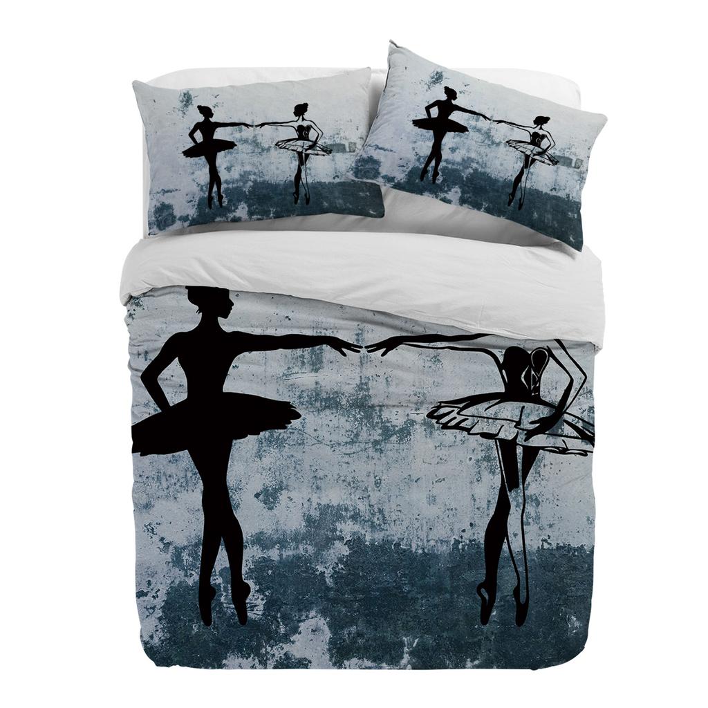 Girl Ballet Dancer Wall Duvet Cover With Pillow Case Custom 3pcs Bedding Set Quilt Cover Double Bed Home Textile
