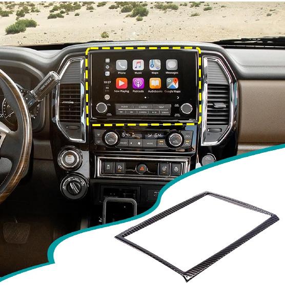 Car Car Navigation Screen Frame Trim Cover Decorative Compatible with Nissan Titan 2016-2024 Center Navigation Decorative Frame Sticker Interior Abs，carbon Fiber Patter