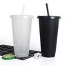 With Straw Straw Cup with Lid Water Cup Reusable Change Color Straw Mugs  Coffee