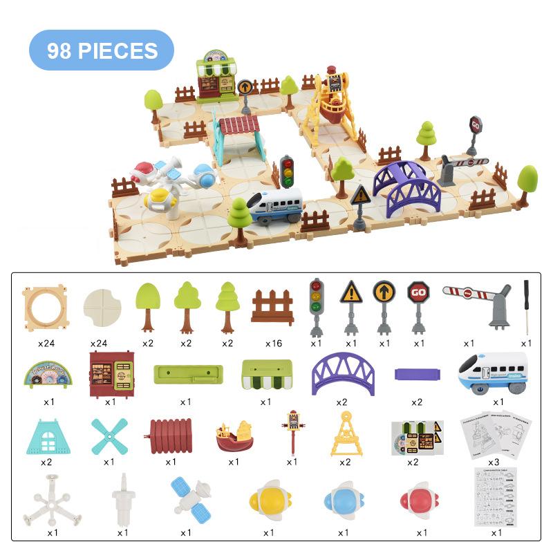 3D Puzzle Track Car Toy Set Assembling Scene Maze DIY Rail Car Amusement Park Puzzles Track Vehicle Creative Game Logic Kits Toy