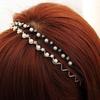 Fashion Wave Faux Pearls Rhinestones Metal Women Headband Hair Band Headwear
