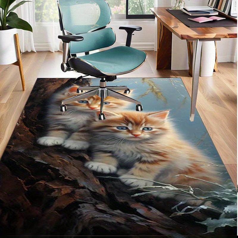 

Cute kitten tree branch rug for children s room playful cat design floor mat Anti slip carpet can be machine washed 50cm x 80cm