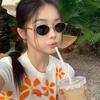 Hong Kong Style Women'S Sunglasses Oval Shape Uv400 Protection Men'S Sun Glasses Holiday Travelling Glasses For Women