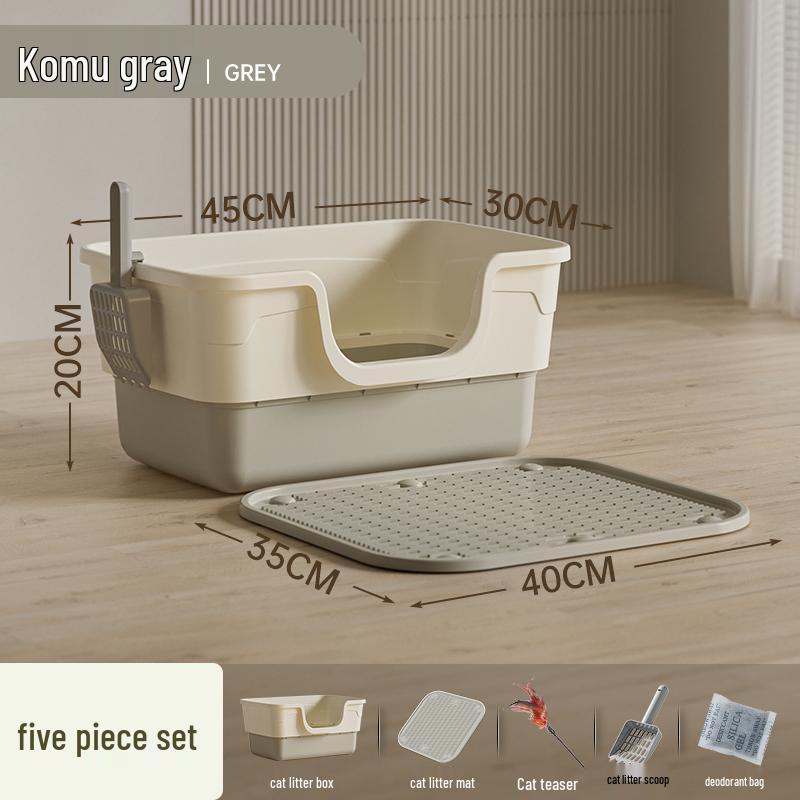 Giant Semi-Enclosed Anti-Splash Deodorizing Cat Litter Box with Mat