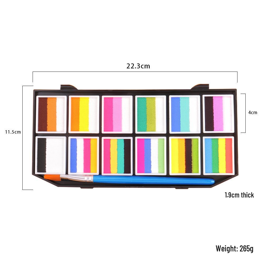 

12-кольорова водорозчинна фарба для обличчя у райдужну смужку для Хеллоуїна та сценічних виступів 12 in Medium Box, 48 Boxes per Case