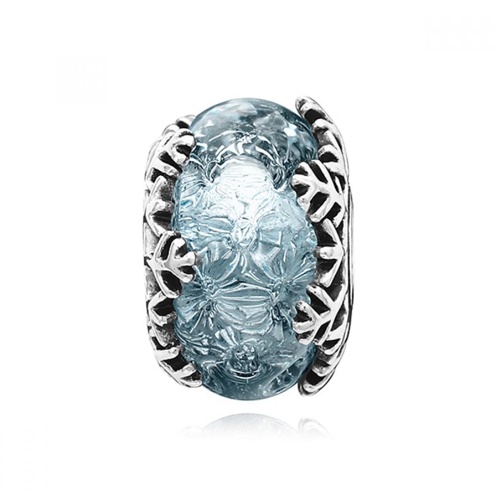 

Pandora 792377c00 Winter Blue Snowflake Murano Silver Charm 792377C00