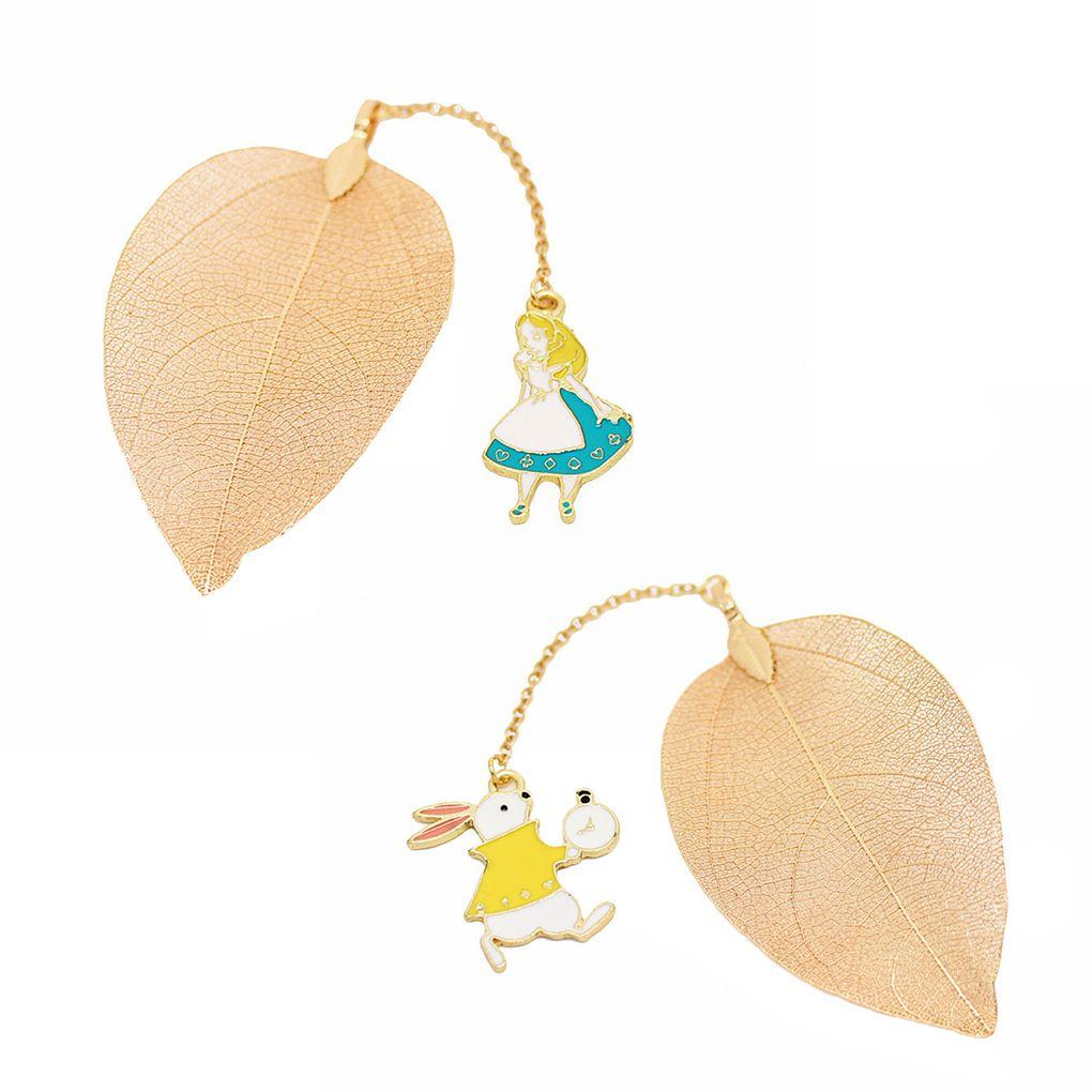 Lovely Girl Rabbit Bookmarks Fairy Tale Gold Color Texture Reading Books Mark Student Stationery