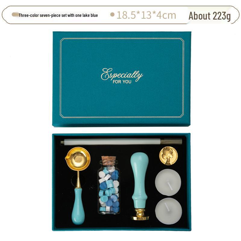 Creative Retro Wax Sealing Stamp Set - Includes Stamp, Wax Granules, and Fire Paint for Envelopes & Gifts.