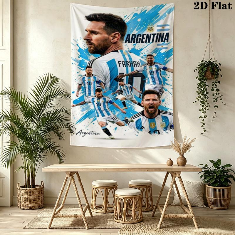 Messi Wall Tapestry Aesthetic Wall Hanging Printed Fabric Blanket Decorative Tapestries for Bedroom Living Room Home Decor