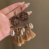 Bohemian Ethnic Style Earrings Women'S Retro Temperament Long Fringed Jewelry Maillard Style Vacation Earrings