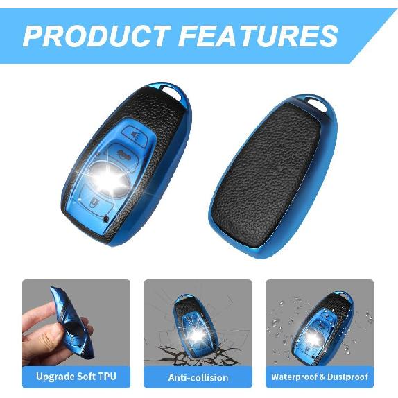 QBUC for Subaru Key Fob Cover Case with Keychain,Car Key Holder fit for Subaru Crosstrek Forester Outback Ascent Impreza Legacy BRZ WRX Sti 4 Buttons