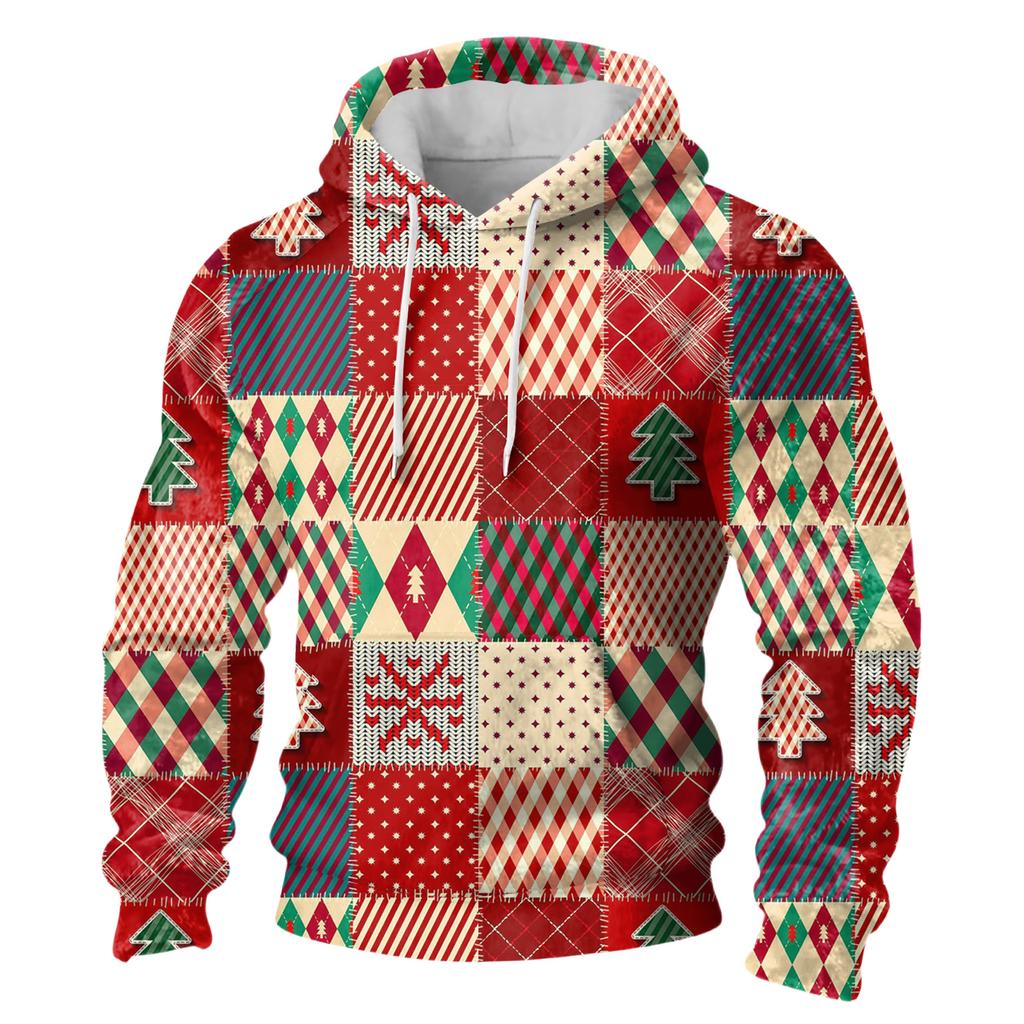 Men's Long-Sleeve Casual Flannel Hooded Sweatshirt