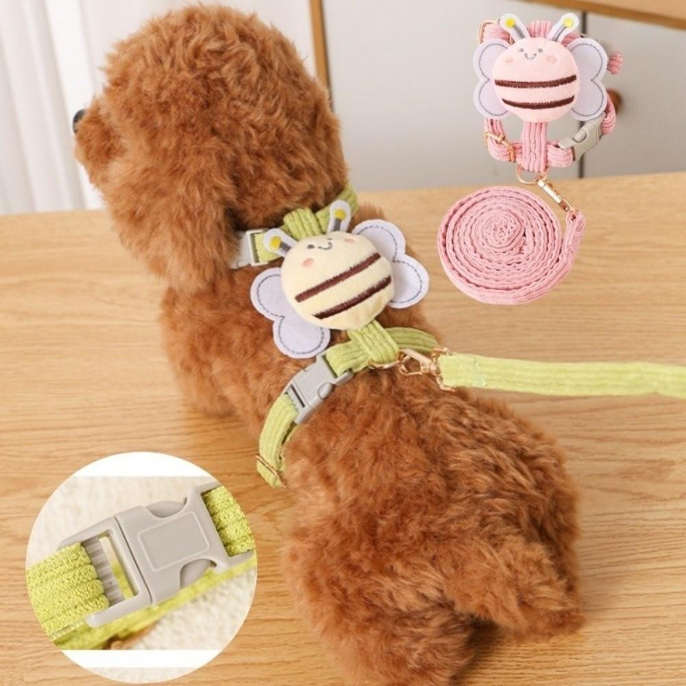Pet Supplies Cartoon Bee Cat Harness Adjustable Breast Back Harness Pet Collar Portable Leash Set Pet Walking