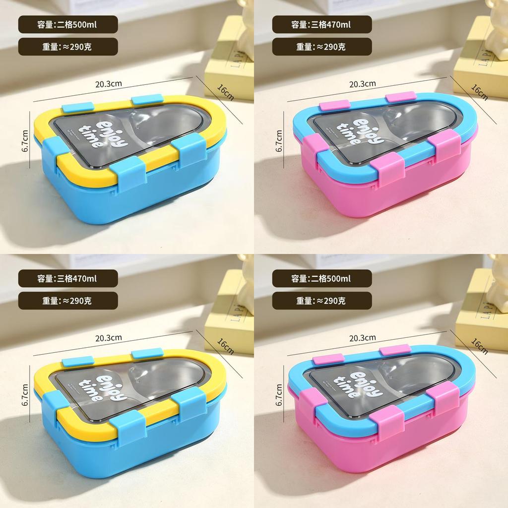 Microwave Safe Bento Box For Students With Three Compartments And Fresh Style