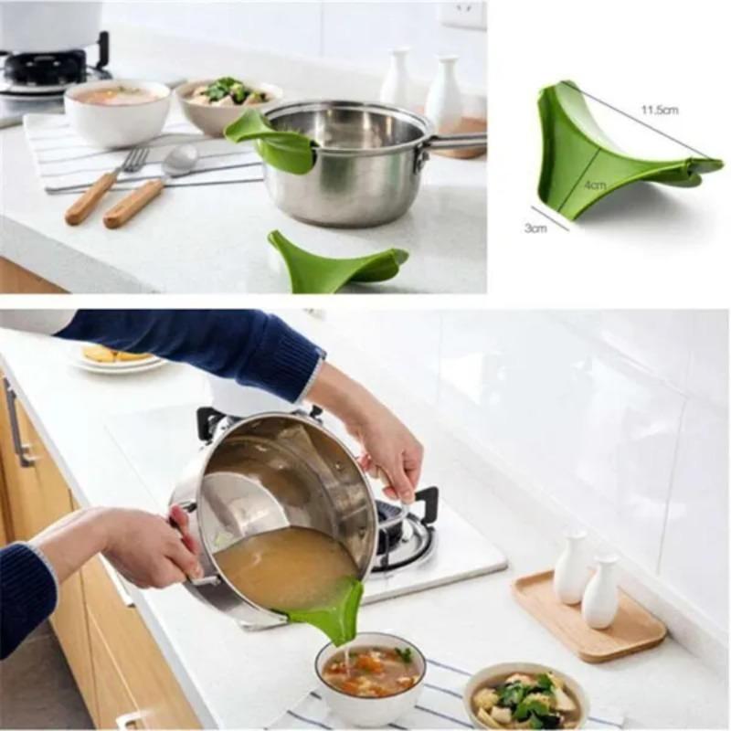 1Pc Kitchen Gadgets Anti-spill Pots and Pans Round Rim Silicone Deflector Liquid Diversion Tool