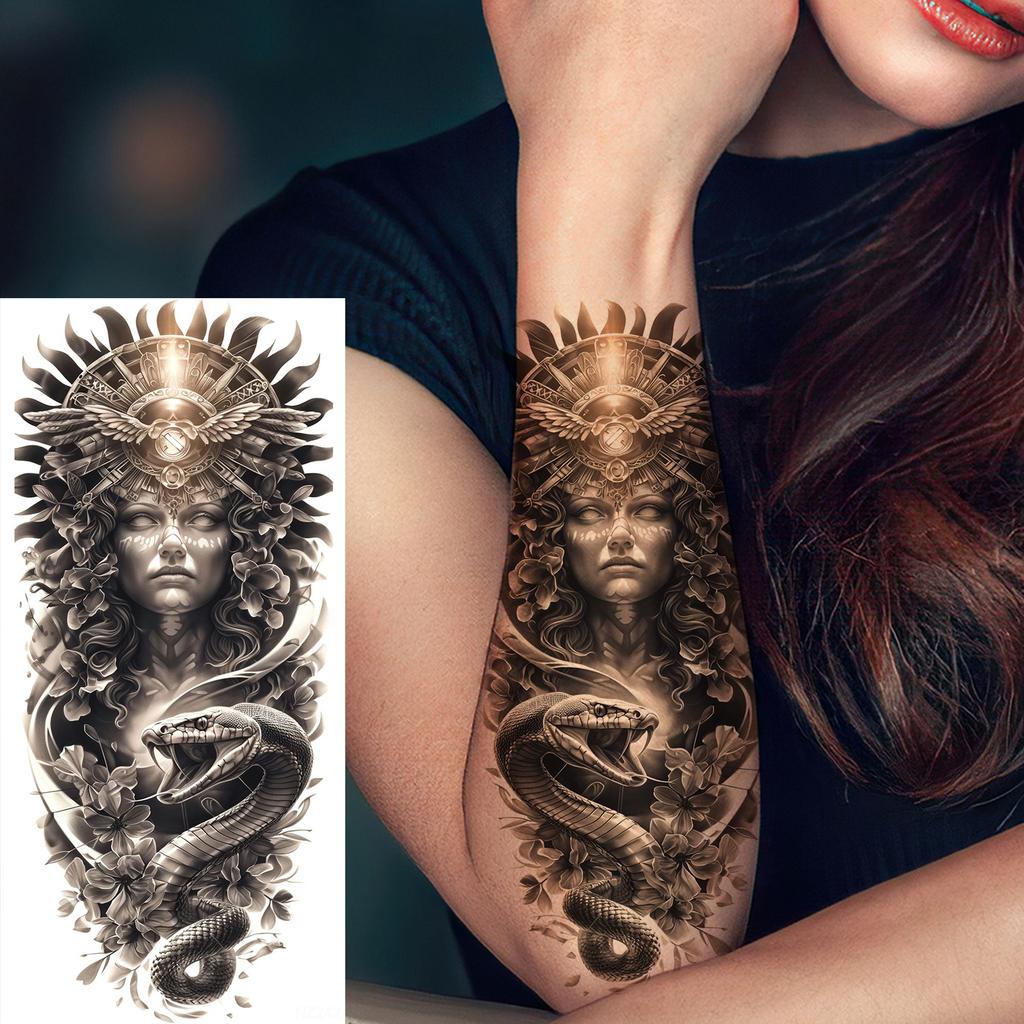 1 Sheet Cool Warrior Lion Tiger Skull Temporary Tattoos For Men Women Adults, Long Lasting Waterproof Temp Fake Tattoo Sticker