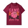Men's 100% Cotton Crew Neck Short Sleeve T-Shirt, Cute Pink Basketball Game Day Graphic Printed Casual Tees for Basketball Sports Enthusiasts, Comfort