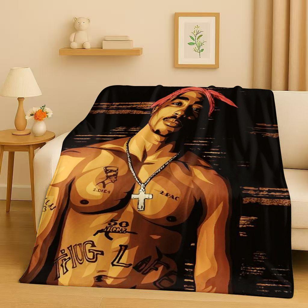 3D Rap Tupac 2pac Hip-Hop Music Rapper Catnap Flannel Blanket,Soft Plush Throw for Home Bedroom Bed Sofa Cover Kid Gift Picnic