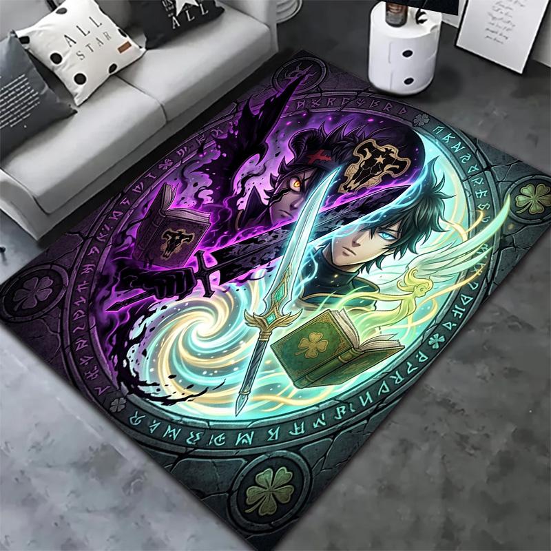 Black Clover Carpet Rug For Living Room Bedroom Home Sofa Decoration Kids Play Nonslip Floor Mat