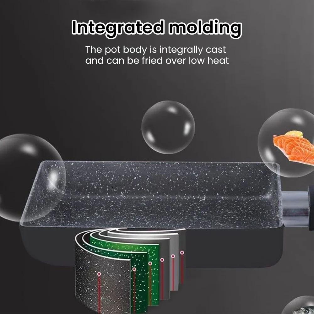 Non-stick Frying Pan Square Steak Frying Pan Medical Stone Breakfast Pan Egg Roll Frying Pan Kitchen Cookware Set Cookware