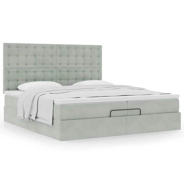 Maison Exclusive - Cadre de lit ottoman avec matelas gris clair 200x200 cm velours
