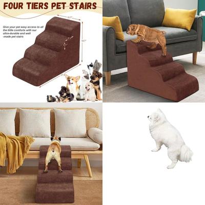 Pet Stairs for Small Dogs - High-Density Foam Steps, Wide Non-Slip Dog Ramp for Beds, Couches, Ideal for Injured or Elderly Dogs