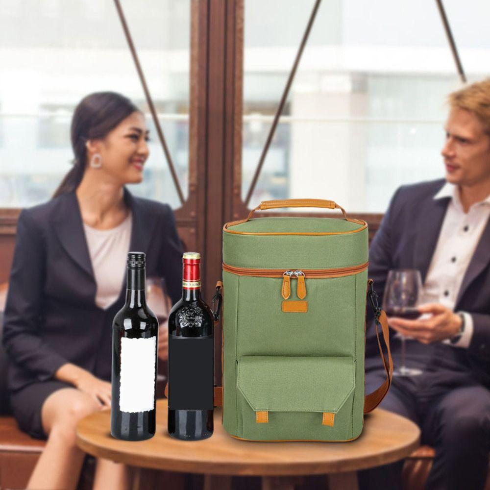 Wear-resistant Wine Tote Bag Two-bottle Camping Organizer Beach Handbag  Beach Activities