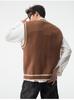 Unisex Retro Japanese Color Block V-neck Knit Vest, Basic Loose Sleeveless Sweater, Versatile Niche Style
