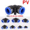 10 Stück Pneumatik-Verbinder PV 4mm 6mm 8mm 10mm 12mm Winkelrohr Luftschlauch-Verbinder Push-In Schnellkupplung