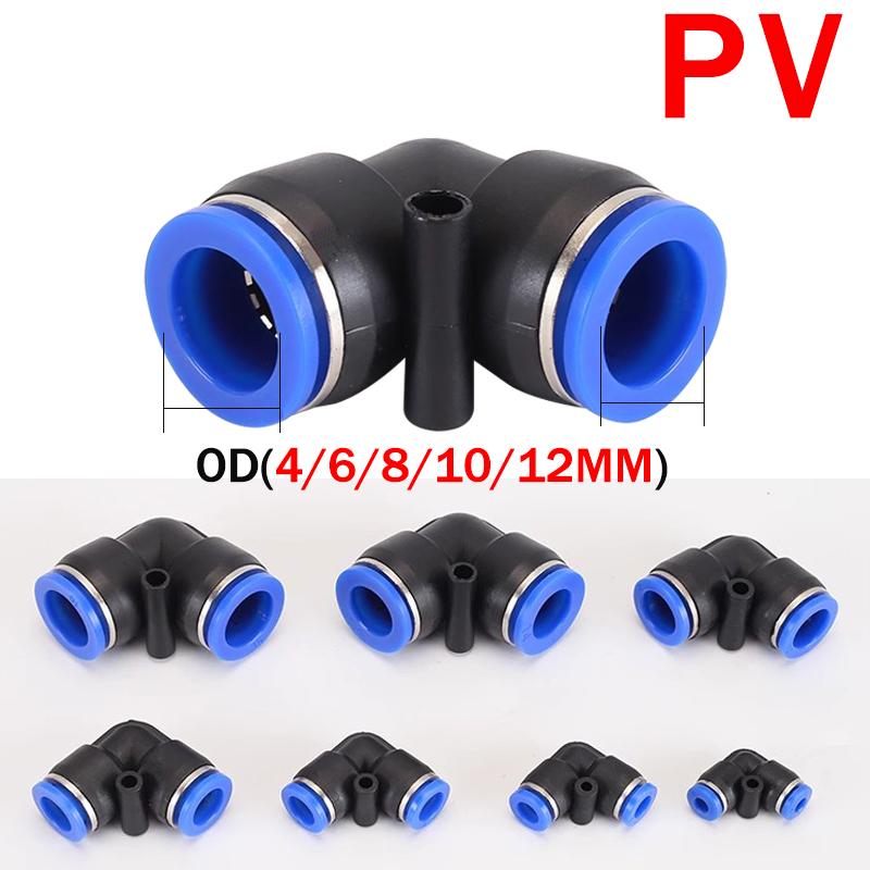 10 Stück Pneumatik-Verbinder PV 4mm 6mm 8mm 10mm 12mm Winkelrohr Luftschlauch-Verbinder Push-In Schnellkupplung