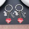Antique Silver Medical Stethoscope Heartbeat Keychain Pendant