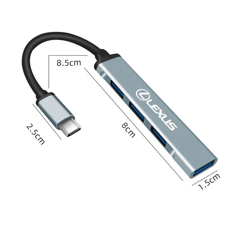 3 Port USB Type C HUB 3.0/2.0 OTG Adapter Car Accessories For Lexus FSPORT LBX NX RX 350h 450h ES UX 300e GS GX IS LS LX CT LC