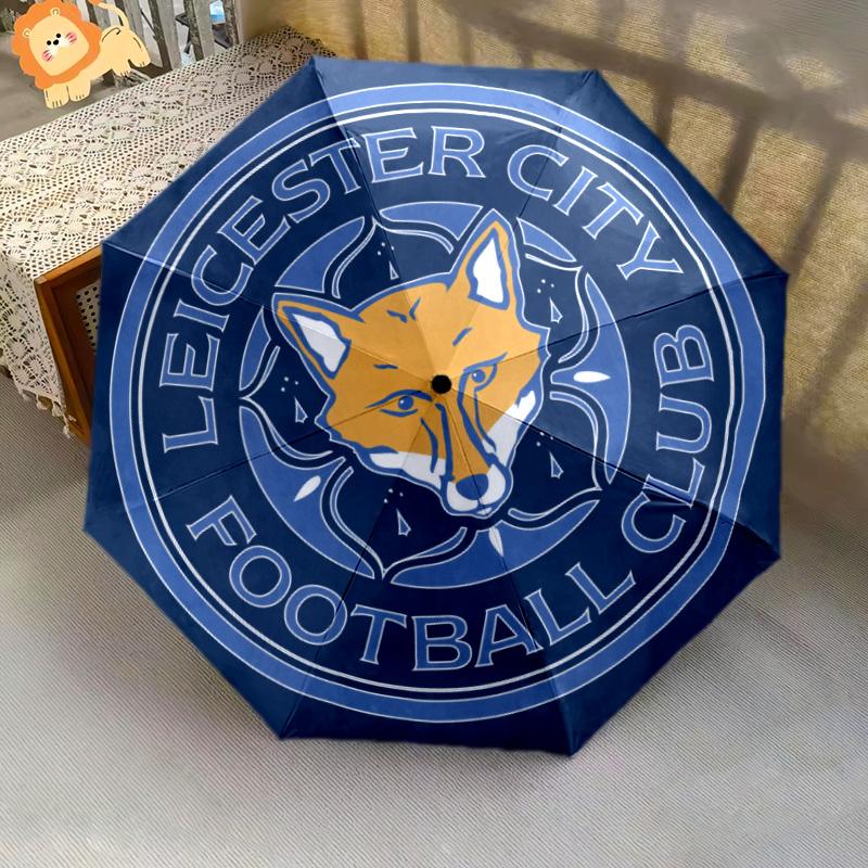Leicester City Football Club Pattern, Automatic Folding Umbrella, Portable and Foldable Design, 8 Ribs, a Christmas or Birthday Gift.