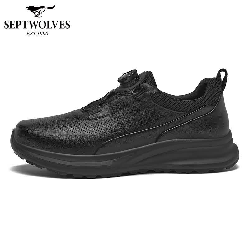 Sevenwolves Men's Breathable Leather Rotary Buckle Sports Shoes
