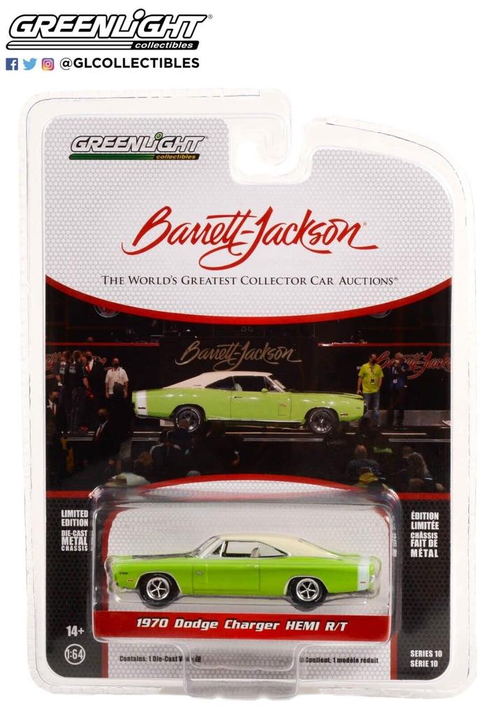 GREENLIGHT 1/64 Dodge Charger HEMI R/T 1970 Green Valley Jackson GREENLIGHT Barrett-Jackson Ser 10 Dodge Charger Diecast Car [Parallel Import]