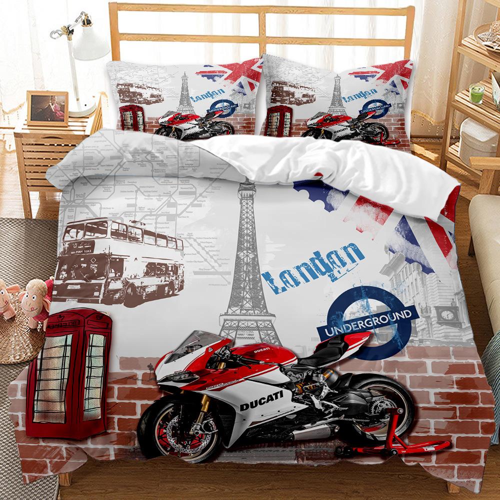 British men's American three-piece bedding set eBay3D digital printing quilt set cool