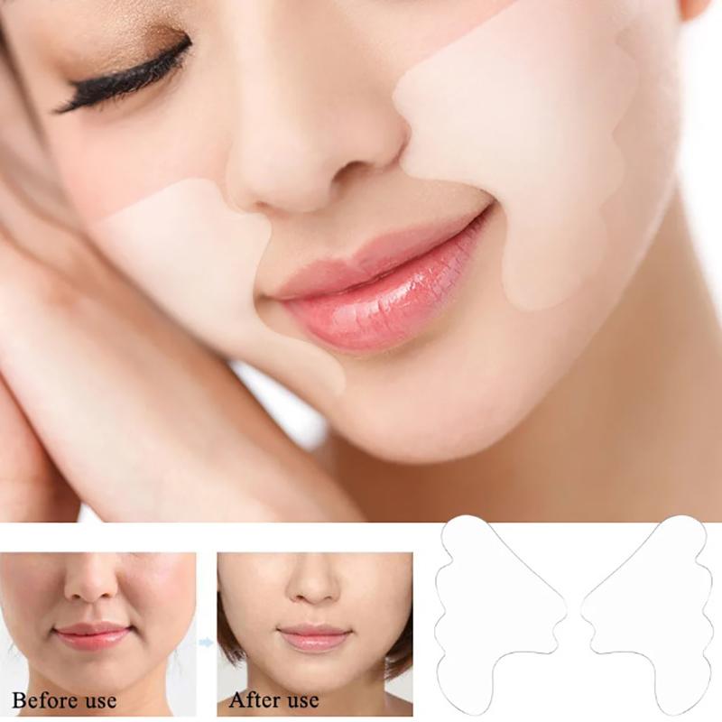 Gesichtsfaltenentferner-Pad Wiederverwendbar Medizinisches Silikon Nasolabialfalten Anti-Aging-Maske Faltenvorbeugung Hautstraffende Pflaster