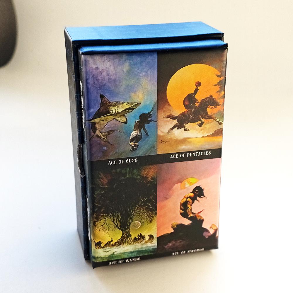 12*7cm Frazetta Fantasy Tarot In Rigid Box 80 Pcs Cards Dedicated To Frank Frazetta Printed On 350GSM Double-embossed Cardstock