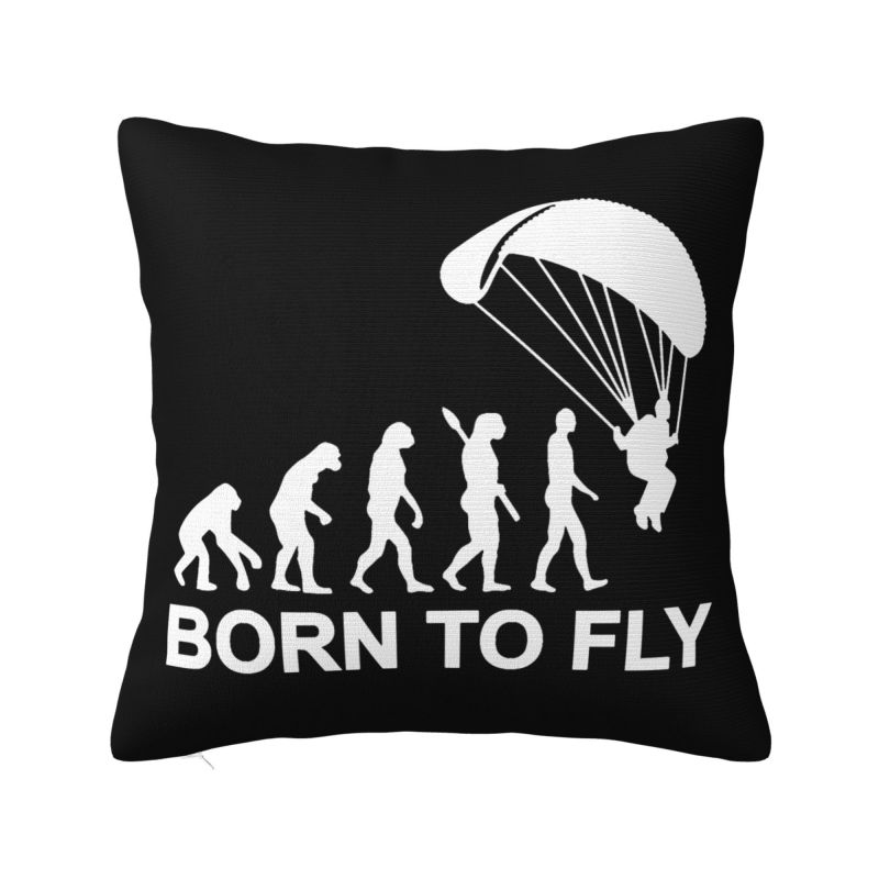 Evolution Paragliding Born To Fly Throw Pillow Case cm Decorative Paraglider Skydiving Cushion Cover Polyester Pillowcase