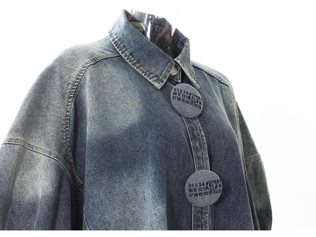 2025 Spring Designer Large Button Denim Cocoon Jacket for Women