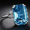 Bridal Wedding Love Water Drop Shining Design French Romantic Horse Eye Blue Zircon Ring Trendy  Elegant Jewelry