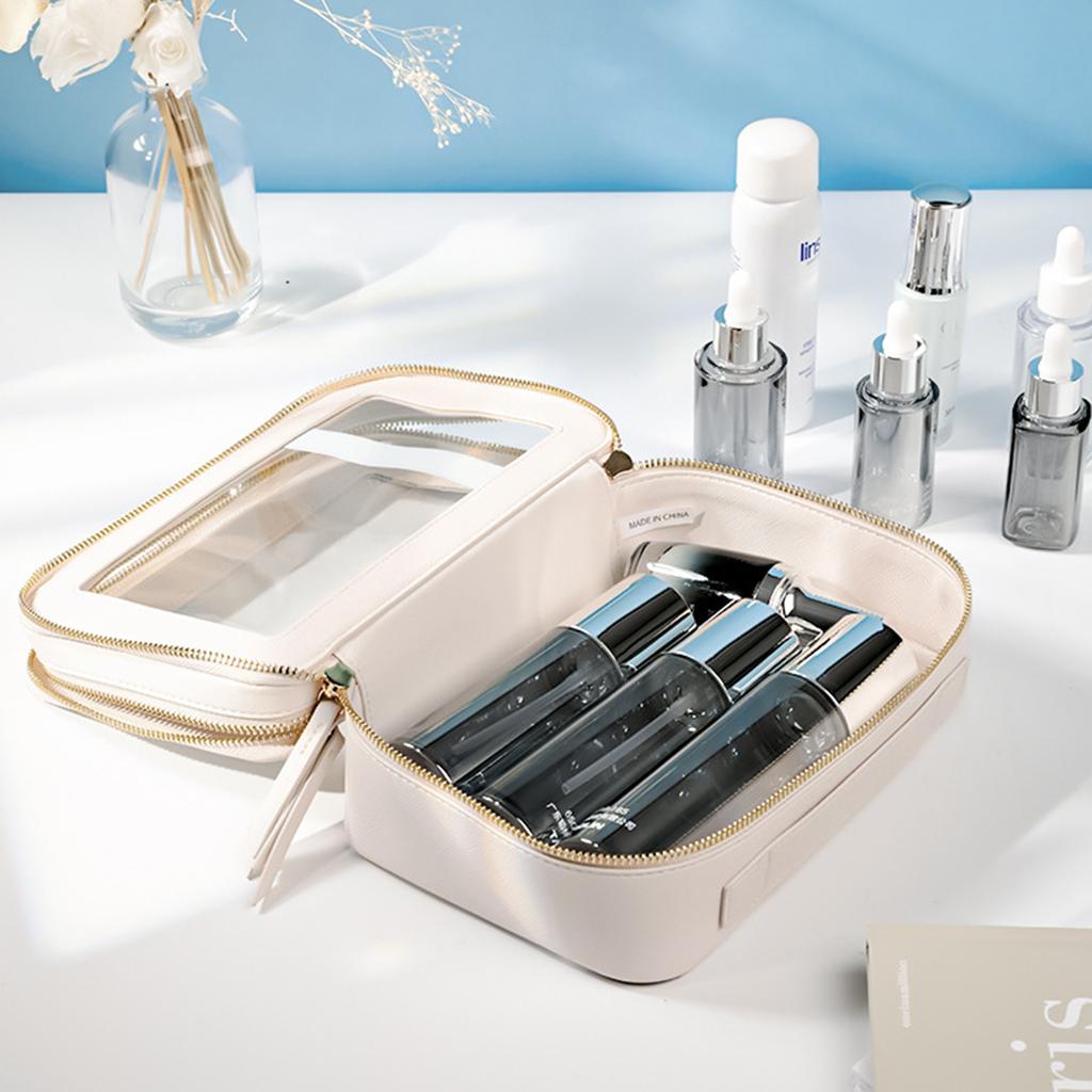 Beauty case trasparente da donna da viaggio d'affari impermeabile portaoggetti grande capacità portatile PU