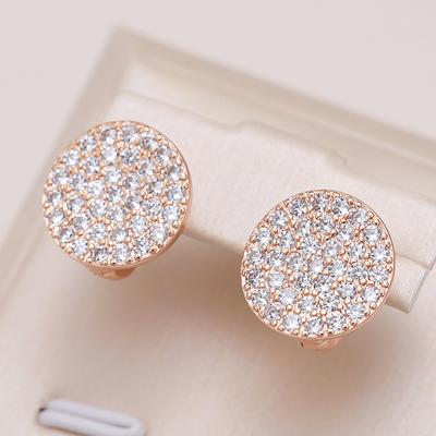 1 Pair Golden Color Drop Earrings for Women MFull Paved Shiny Zircon Stud Earrings Wedding Jewelry Valentines Gifts