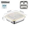 304 Stainless Steel Bento Lunch Box for Kids and Adults, Leak-Proof Lunchbox, Food Meal Prep Storage Container Dishwasher Safe