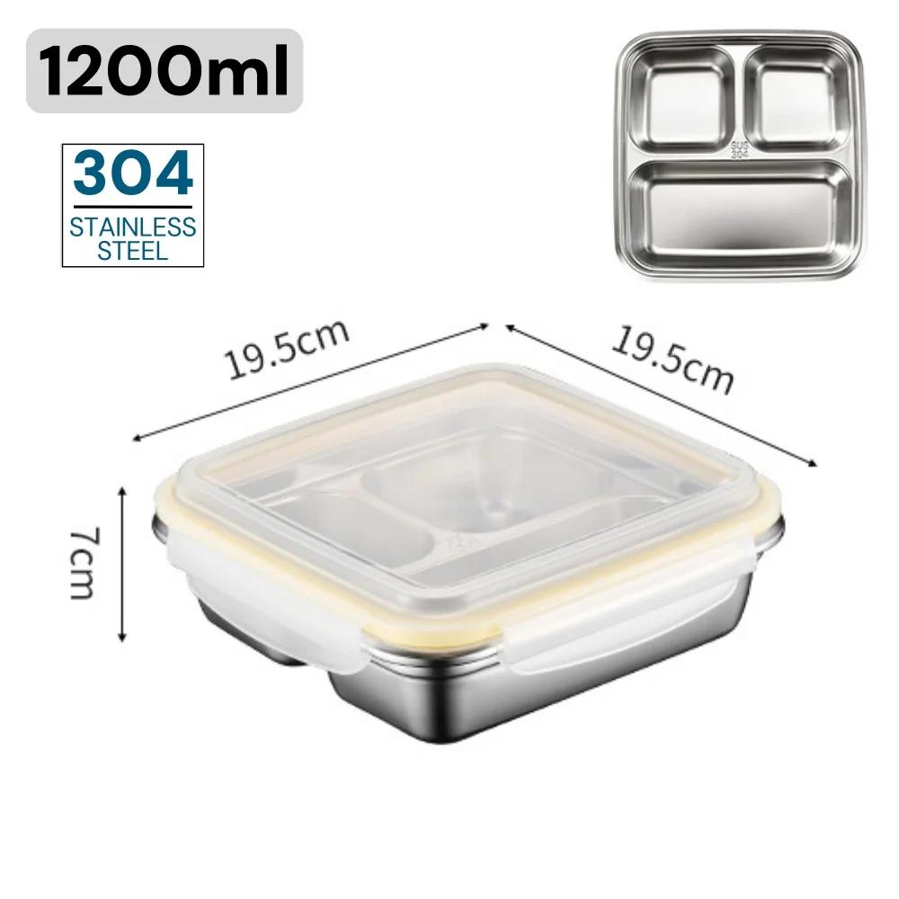 304 Stainless Steel Bento Lunch Box for Kids and Adults, Leak-Proof Lunchbox, Food Meal Prep Storage Container Dishwasher Safe