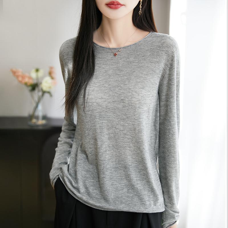 Dámský celoroční svetr z 50% vlny a 50% hedvábí | Lehký teplý pulovr z příze | Luxusní úplet z kašmírového hedvábí